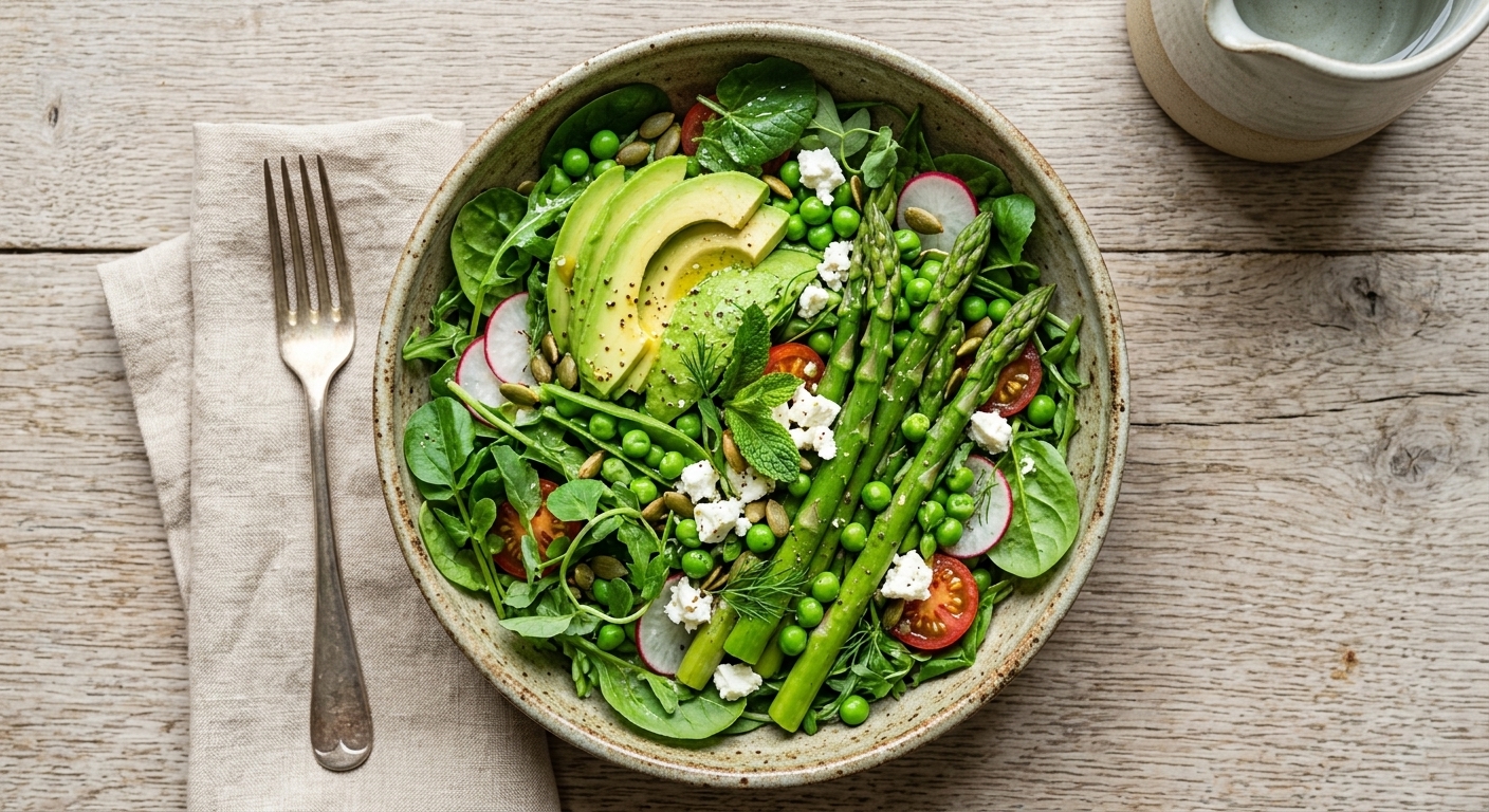Groene salade met komkommer