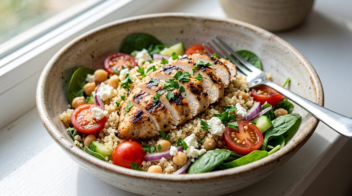 Maaltijdsalade met kip en quinoa